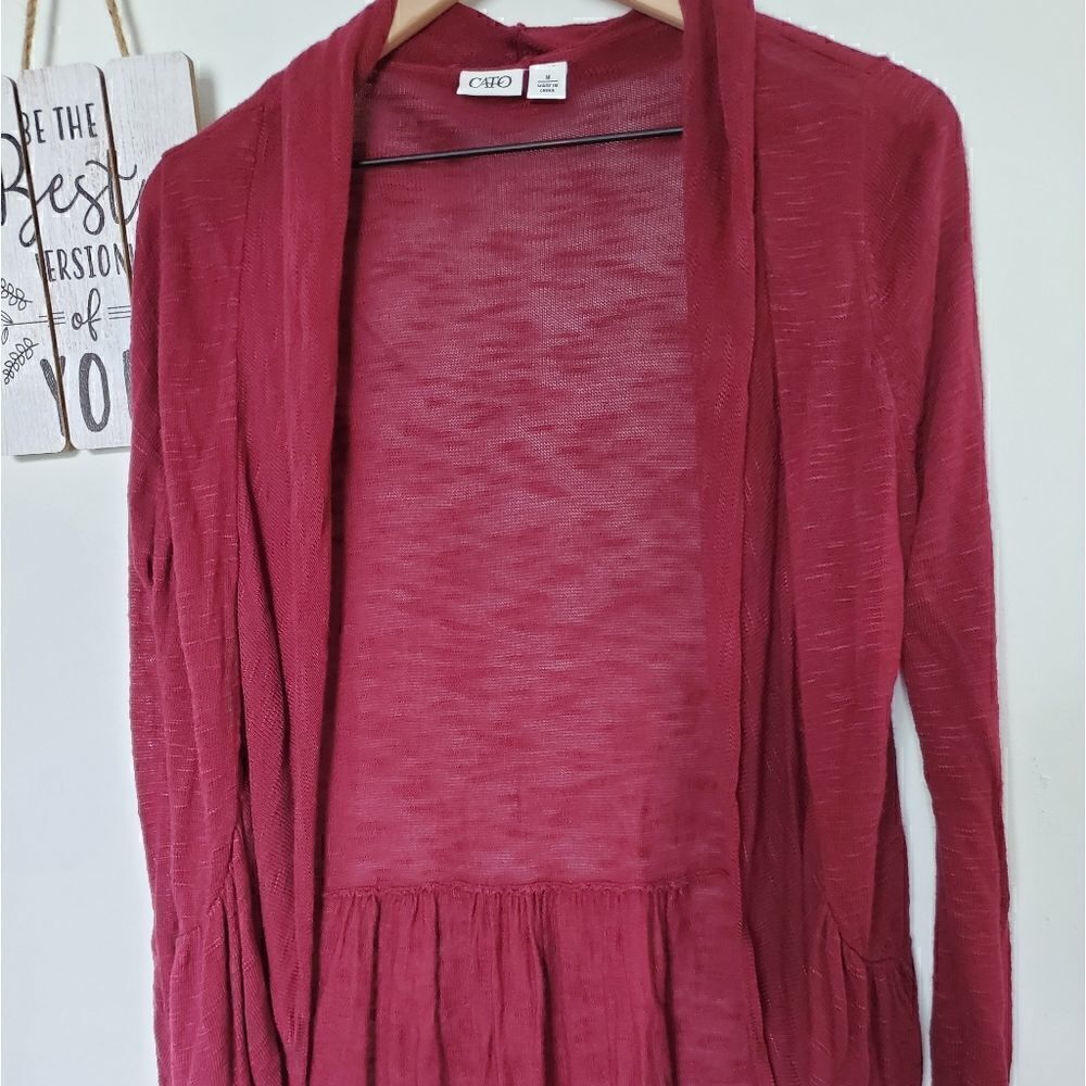 Cato Maroon Long Sleeve Open Cardigan Size Medium